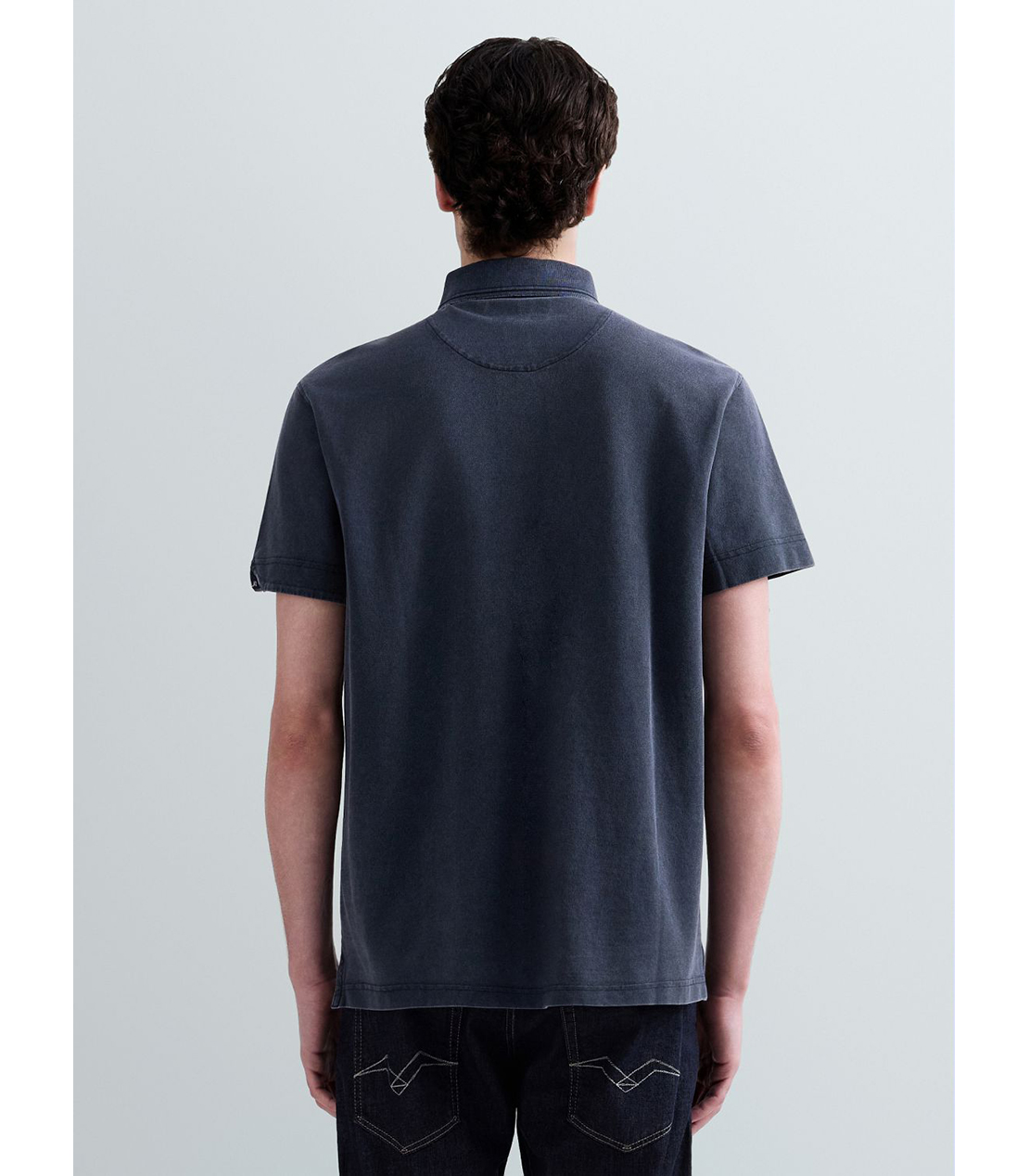 マーブルダイコットンピケポロシャツ 詳細画像 ダークネイビー 3